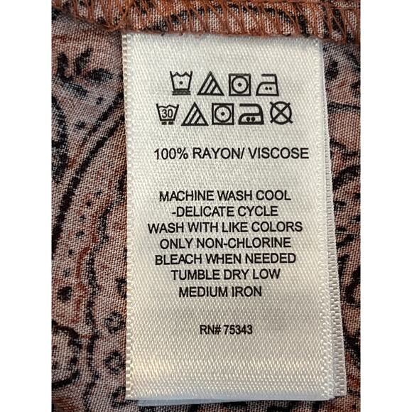 Lucky Brand Burgundy V Neck Paisley Print Swing Dress Small - Picture 5 of 7